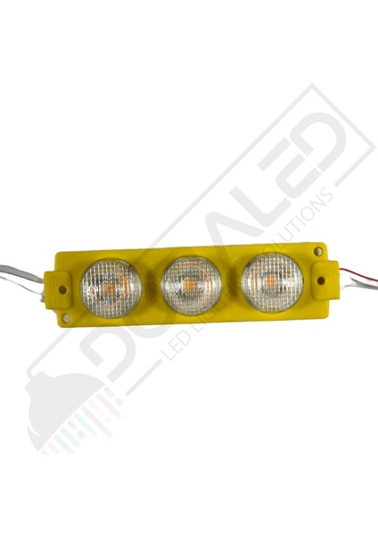 12 Volt Amber (Sarı) 3 Watt 3 Lü Lensli 3030 Reklamcı Modül 10 Adet