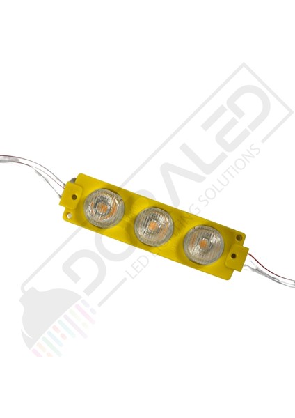 12 Volt Amber (Sarı) 3 Watt 3 Lü Lensli 3030 Reklamcı Modül 10 Adet