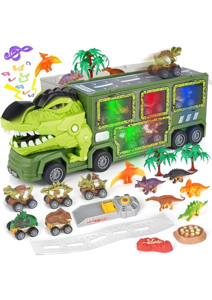 Dreamon Dinozor Taşıma Araba Taşıyıcı Kamyon Oyuncak, Çocuklar Için Dinozor Oyuncakları 5-7,19 1 Dinozor Kamyon, Işık, Müzik ve Kükreme Sesi, Slayt ve Araba Başlatıcı, Erkekler Içi (Yurt Dışından)