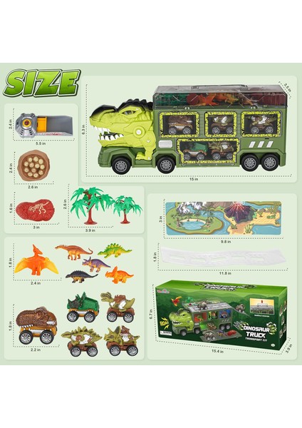 Dreamon Dinozor Taşıma Araba Taşıyıcı Kamyon Oyuncak, Çocuklar Için Dinozor Oyuncakları 5-7,19 1 Dinozor Kamyon, Işık, Müzik ve Kükreme Sesi, Slayt ve Araba Başlatıcı, Erkekler Içi (Yurt Dışından) modelleri