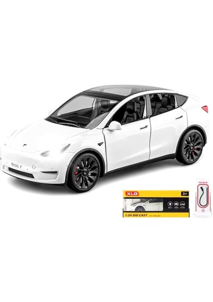 1:24 Ölçekli Model Y Alaşım Araba Modeli Çocuklar Için Döküm Oyuncak Araçlar, Tesla Araba Modeli, Işıklı ve Müzikli Geri Çekilebilir Alaşım Araba, Yetişkinler ve Çocuklar Için Hedi (Yurt Dışından)