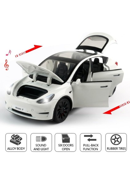 1:24 Ölçekli Model Y Alaşım Araba Modeli Çocuklar Için Döküm Oyuncak Araçlar, Tesla Araba Modeli, Işıklı ve Müzikli Geri Çekilebilir Alaşım Araba, Yetişkinler ve Çocuklar Için Hedi (Yurt Dışından)