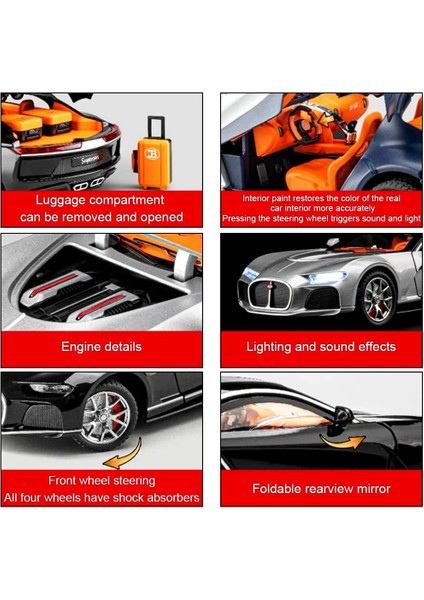 1:24 Ölçekli Bugatti Atlantic Alaşım Araba Modeli Çocuklar Için Döküm Oyuncak Araçlar, Işıklar ve Müzik Ile, Yetişkinler ve Çocuklar Için Hediyeler, Dekoratif Objeler, Koleksiyonla (Yurt Dışından)