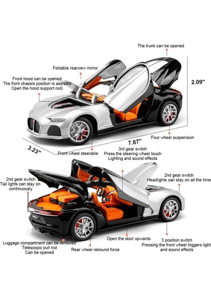 1:24 Ölçekli Bugatti Atlantic Alaşım Araba Modeli Çocuklar Için Döküm Oyuncak Araçlar, Işıklar ve Müzik Ile, Yetişkinler ve Çocuklar Için Hediyeler, Dekoratif Objeler, Koleksiyonla (Yurt Dışından)