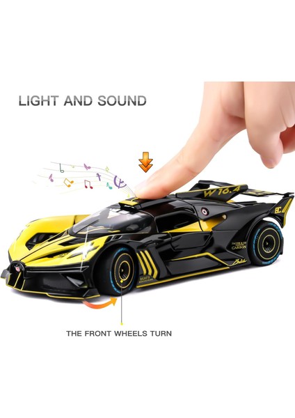 Bugatti Için Oyuncak Araba Modeli 1:24 Bugatti Bolide Alaşımlı Pres Döküm Araba Oyuncak ile Işıklar ve Müzik ile Uyumlu, Geri Çekin Araba Oyuncakları Çocuklar Için Erkek Kız Hediye (Yurt Dışından) fırsatları