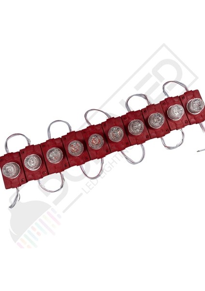 Dora Led 12 Volt Kırmzı1,5 Watt Tekli Lensli 3030 Reklamcı Modül IP65 (10 Adet)