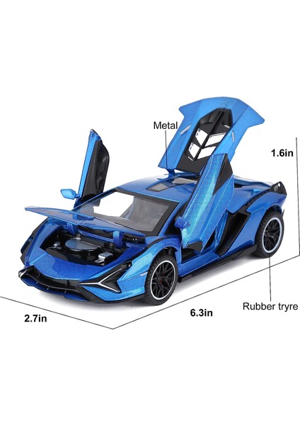 Oyuncak Arabalar Lambo Sian Fkp3 Işıklı ve Sesli Metal Model Araba Geri Çekmeli Oyuncak Araba 3+ Yaş Erkek Çocuklar Için (Mavi) (Yurt Dışından)