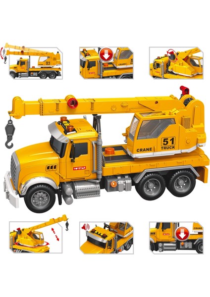 Vinç Oyuncak Kamyon Seti - Uzatma Kolu, Döndürme, Çeşitli Aksesuarlar ve Düğmeler + Sesler ve Işıklar ile Çocuk Inşaat Vinç Kamyonu - 4-7 Yaş, Kız, 3 Yaş ve Üzeri Erkek Çocuklar I (Yurt Dışından)