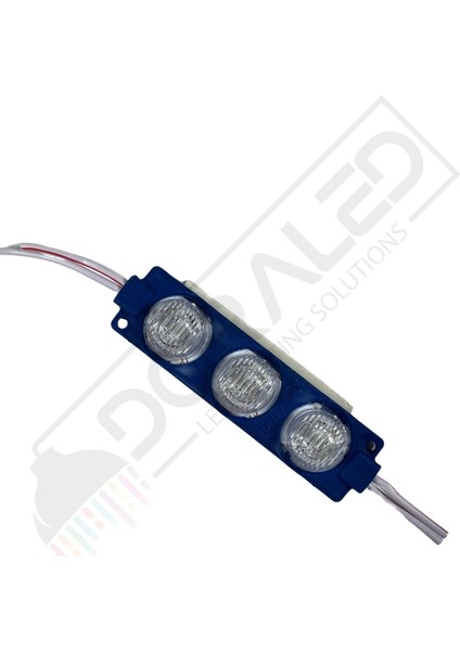 12 Volt Mavi 3 Watt 3 Lü Lensli 3030 Reklamcı Modül 10 Adet