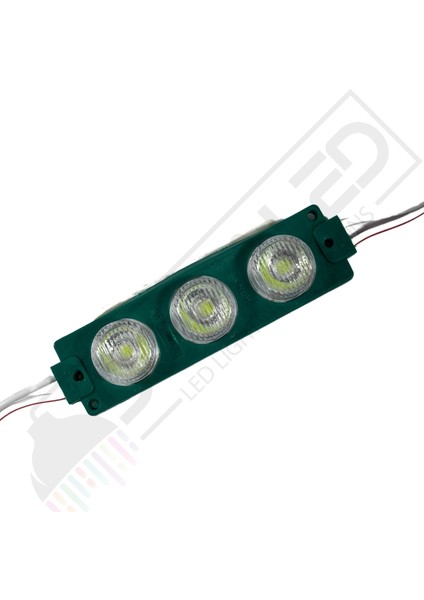 12 Volt Yeşil 3 Watt 3 Lü Lensli 3030 Reklamcı Modül 10 Adet
