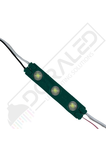 Dora Led 12 Volt Yeşil 1.2 Watt 3 Lü Lensli 2835 Reklamcı Modül 10 Adet