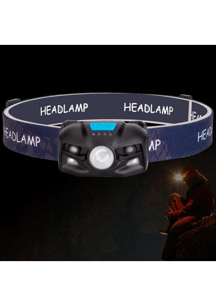 Dış Mekan USB Şarj Edilebilir LED Balıkçılık Far Parmak Algılama Su Geçirmez Far (Yurt Dışından)