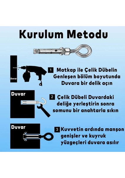 Kancalı Çelik Dübel Salıncak Boks Torbası Avize Için Gömlekli Kapalı Ağız Kanca M6