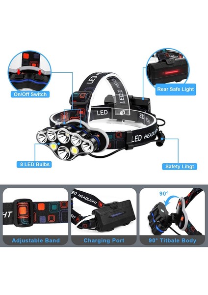 Far Şarj Edilebilir 8led USB Süper Parlak Dış Mekan Ipx4 Su Geçirmez (Yurt Dışından) fiyatları