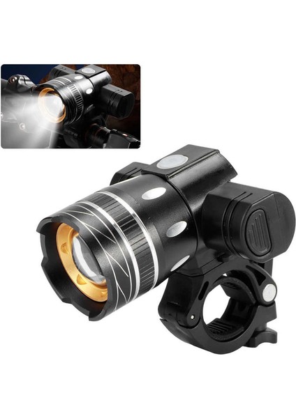 Taşınabilir USB Şarj Edilebilir Bisiklet Işığı Ipx6 Su Geçirmez LED Değişken Yakınlaştırmalı Far (Yurt Dışından)