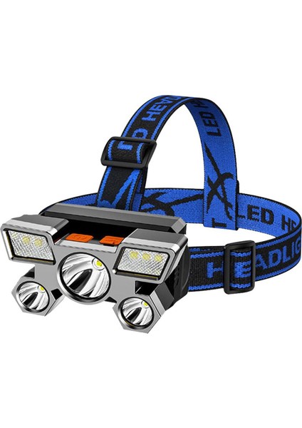 Kamp Için 5led Far USB Şarj Edilebilir El Feneri Güçlü Işık Gece Balıkçılık Far (Yurt Dışından)