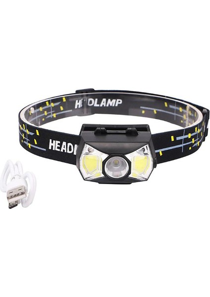 Güçlü LED Kafa Lambası Dahili Güç Kaynağı USB Şarj Edilebilir LED Far Sensörü Kafa El Feneri, Beyaz Işık Lambası (Yurt Dışından)