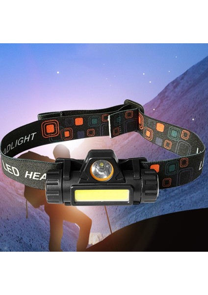 Mini Xpe + Cob LED Far Dış Mekan Taşınabilir USB Şarj Balıkçılık Farları El Feneri (Yurt Dışından)