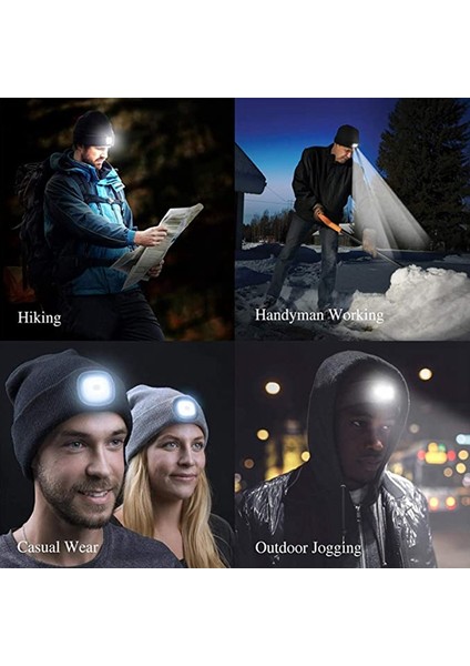 Işıklı LED Bere Şapkası, Ayarlanabilir Parlaklığa Sahip USB Şarj Edilebilir Işıklı Şapka, Ultra Yumuşak Malzeme, Gri (Yurt Dışından) fiyatları