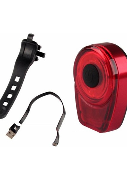 Bisiklet Arka Kuyruk Lambası Arka Lambası USB Şarj Edilebilir Gece Sürüş Arka Işık Kırmızı ve Siyah (Yurt Dışından)