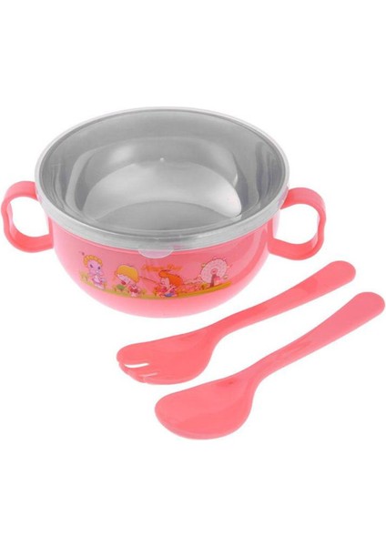 300 ml Kase Kaşık Seti Bebek Besleme Eğitimi Bebek Sofra Kase Paslanmaz Çelik Karikatür Binaural Bebek Çocuk Plaka Emmek (Yurt Dışından)
