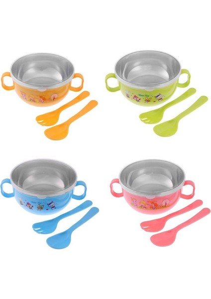 300 ml Kase Kaşık Seti Bebek Besleme Eğitimi Bebek Sofra Kase Paslanmaz Çelik Karikatür Binaural Bebek Çocuk Plaka Emmek (Yurt Dışından) modelleri