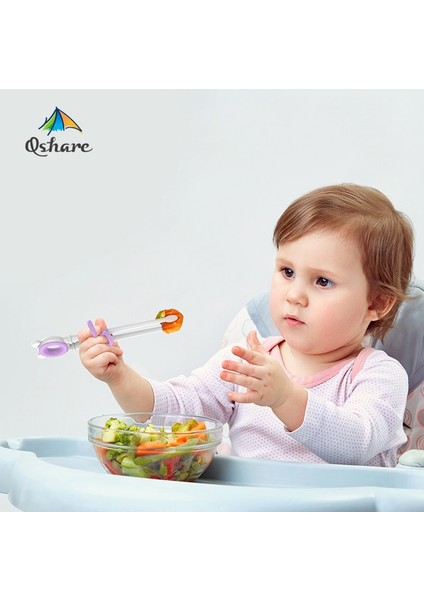 Qshare Bebek Çubuk Gıda Sınıfı Plastik Bebek Yeniden Kullanılabilir Yardımcı Eğitim Çubuk Karikatür Çocuk Öğrenme Çubuk (Yurt Dışından) modelleri