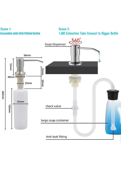 500ML Gümüş SET-500/350ML Mutfak Lavabo Sabunluk El Basın Sıvı Sabunluk Şişe Paslanmaz Çelik Bulaşık Sabunu Dispenseri Pompa Kafası (Yurt Dışından) modelleri