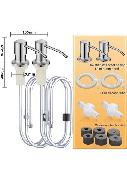 San Gold Gümüş B Seti 2pcs-2pcs Paslanmaz Çelik Sıvı Sabunluk Pompası Mutfak Lavabo El Basınçlı Sıvı Dispenseri Mutfak Donanım Aksesuarları (Yurt Dışından)