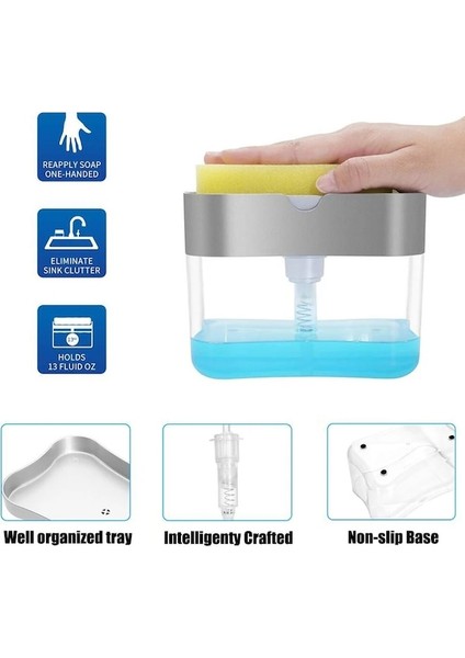Beyaz Sabun Pompalı Dağıtıcı Sünger Tutucu Temizleme Sıvısı Dağıtıcı Konteyner Manuel Pres Sabun Organizatör Mutfak Temizleyici Aracı (Yurt Dışından) modelleri