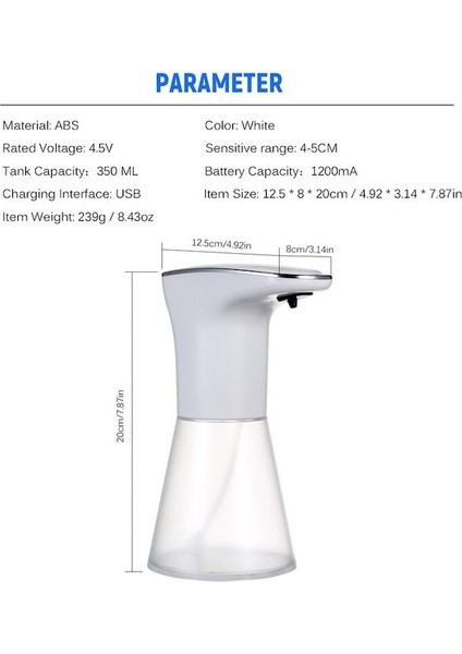 350 ml Otomatik Indüksiyon Alkol Dağıtıcı Fotoselli Sis Spreyi Hijyen Otomatik Sensör El Temizleyici USB Indüksiyon Püskürtücü (Yurt Dışından)