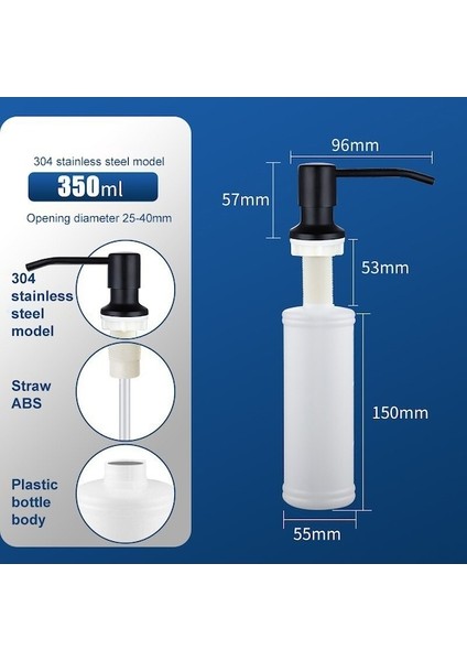 Siyah Bir Set-2pcs Paslanmaz Çelik Sıvı Sabunluk Pompası Mutfak Lavabo El Basınçlı Sıvı Dağıtıcı Mutfak Donanım Aksesuarları (Yurt Dışından)