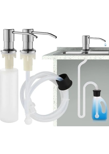 500ML Gümüş Set-Mutfak Lavabo Sıvı Sabunluk Pompası Paslanmaz Çelik 500ML Sıvı Sabun Şişesi Lavabo Montaj El Basınçlı Sabunluk Şişesi (Yurt Dışından) fırsatları