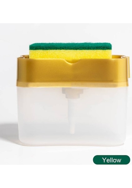 Sarı-Sabun Pompalı Dağıtıcı Sünger Tutucu Temizleme Sıvısı Kabı Manuel Basın Organizatör Mutfak Temizleyici Aracı (Yurt Dışından)