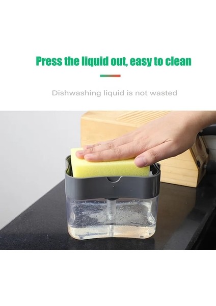 Sarı-Sabun Pompalı Dağıtıcı Sünger Tutucu Temizleme Sıvısı Kabı Manuel Basın Organizatör Mutfak Temizleyici Aracı (Yurt Dışından) fırsatları