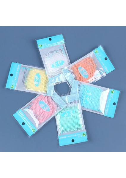 Mavi Stil Çift Başlı Ağız Bakımı Bruk Diş Arası Fırçası Diş Çubukları Ağız Temizleme Plastik Diş Ipi Kürdan (Yurt Dışından)