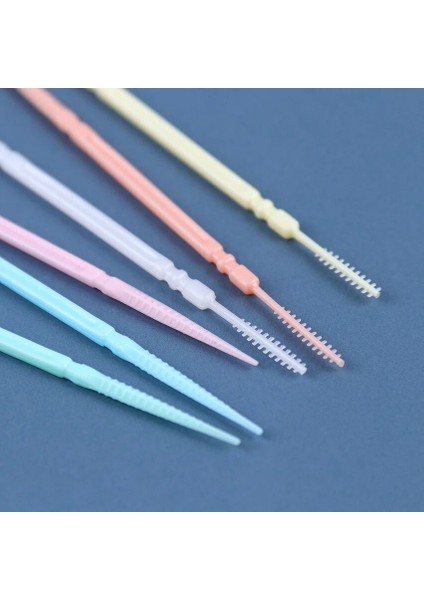 Mavi Stil Çift Başlı Ağız Bakımı Bruk Diş Arası Fırçası Diş Çubukları Ağız Temizleme Plastik Diş Ipi Kürdan (Yurt Dışından)