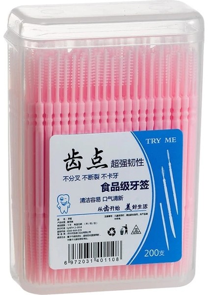 Pembe Tarzı Çift Başlı Tek Kullanımlık Diş Pensesinde Diş Arası Fırça Diş Sopa Diş Ağız Bakımı Kürdan Flok (Yurt Dışından)