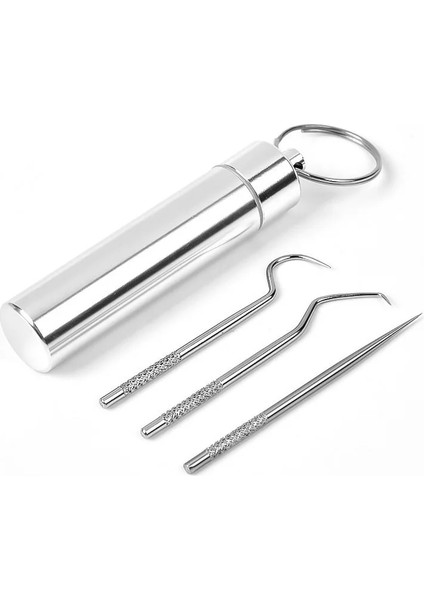 304-KÜÇÜK Stil 304 Taşınabilir Yeniden Kullanılabilir Paslanmaz Çelik Kürdan Metal Diş Kazıyıcı Diş Seçtikleri Kanca Temizleme Kiti Kürdan Tutucu ile (Yurt Dışından) modelleri