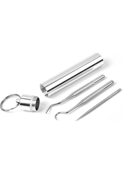 304-KÜÇÜK Stil 304 Taşınabilir Yeniden Kullanılabilir Paslanmaz Çelik Kürdan Metal Diş Kazıyıcı Diş Seçtikleri Kanca Temizleme Kiti Kürdan Tutucu ile (Yurt Dışından) fırsatları