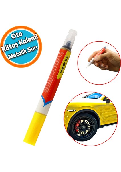 Oto Rötuş Kalemi 5 ml Araç Kaporta Tampon Çizik Giderici Fırça Yenileme Metalik Sarı Renk Boya
