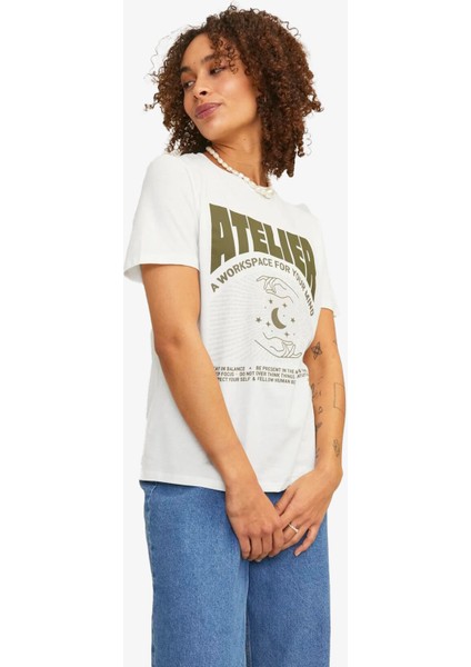 Jxletitia Kadın Beyaz T-Shirt 12252011-BLANCDEBLANC