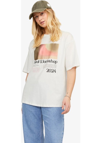 Jxpaige Kadın Beyaz T-Shirt 12252311-BLANCDEBLANC