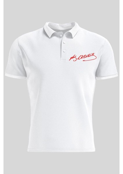Polo Yaka Atatürk İmza Baskılı Kısa Kollu 23 Nisan T-Shirt