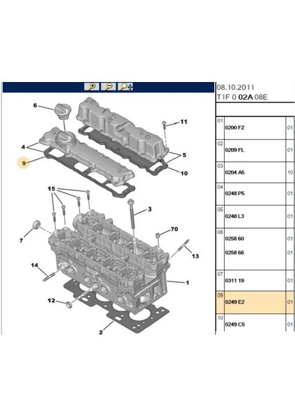 Üst Kapak Contası 206 207 307 (023697556-713695400-0249E2)