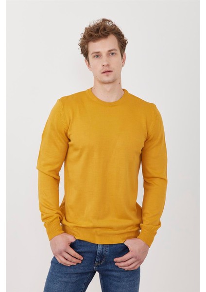 Mentality 3175 Bisiklete Yaka Hardal Triko