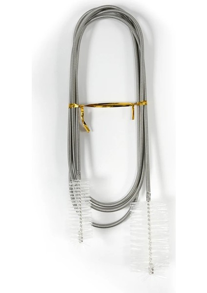 Beyaz Stil 155 cm Akvaryum Temizleme Fırçası Paslanmaz Çelik Esnek Bükülmüş Tüp 2x Fırça Su Hava Tüpü Boru Hortum Temizleyici Balık Tankı Araçları (Yurt Dışından)