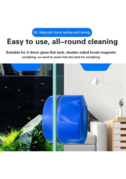 Mavi Stil Akvaryum Manyetik Fırça Balık Tankı Temizleme Scrubber Yüzen Yosun Kazıyıcı Eğri Cam Pencere Aracı Faydalı Aksesuarlar (Yurt Dışından) fırsatları