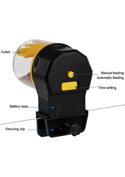 Sarı Stil Otomatik Balık Tankı Besleyici 12 Saat Saat Akıllı Zamanlama Büyük Kapasiteli Akvaryum Balık Besleyici (Yurt Dışından) modelleri