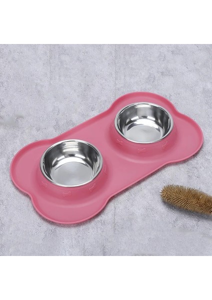 Mavi Stil Nemli Yerleşimler Çift Köpek Kase Silikon Mat ile Dayanıklı Paslanmaz Çelik Su Mama Besleyici Pet Besleme Suluklar Köpekler Kediler Için (Yurt Dışından) fırsatları